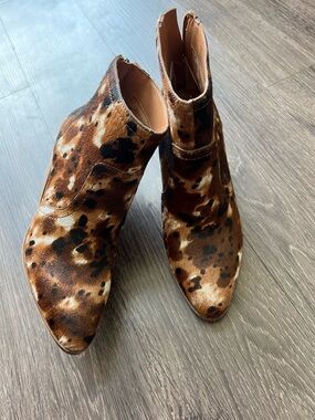 Lucky Brand Leopard-Print Ankle Boots in Brown and Black